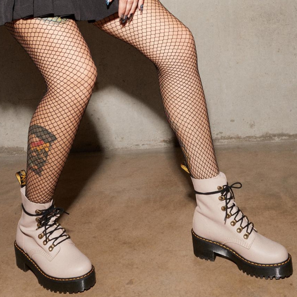 Dr. Martens "Leona" Leather Heeled Boots